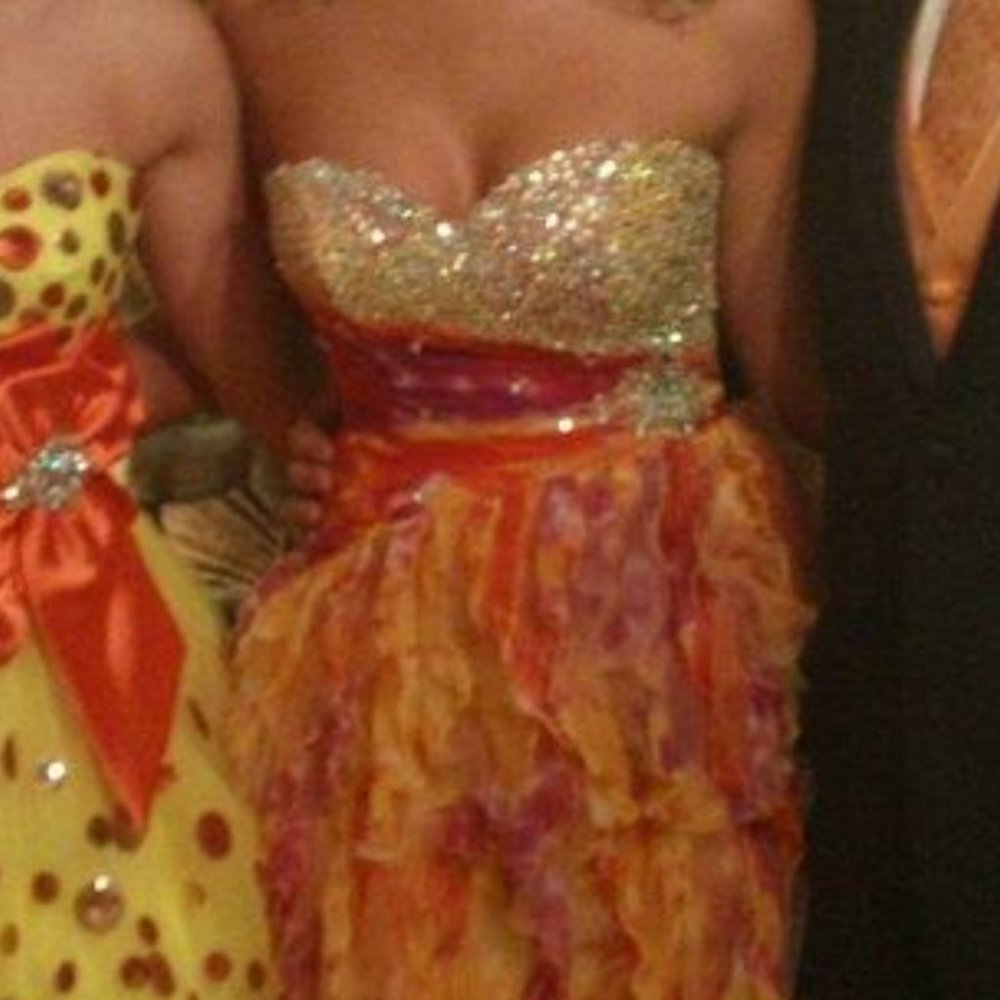 Strapless Studded Multi-Color Prom Dress